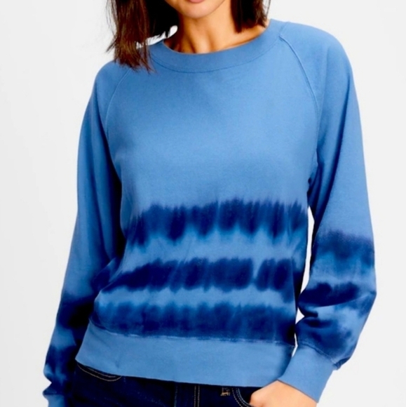 GAP Tie Dye Raglan Crewneck Sweatshirt Blue L - Picture 9 of 9